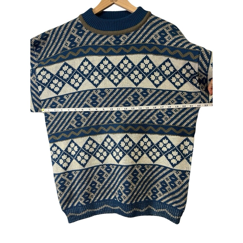 Vintage Graphix Unisex Adult Grandpa Fisherman Knit Sweater Blue Cream Stripe XL - Picture 9 of 13